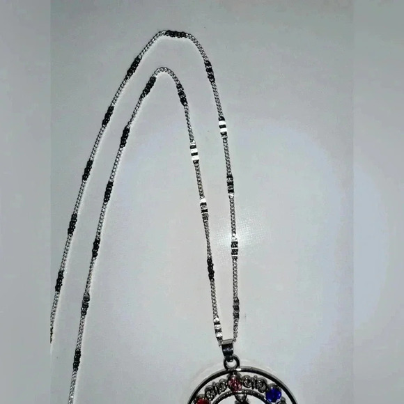 925 sterling silver chain,multi color stone pendant yoga Aum mediation - Picture 15 of 16